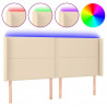 Cabecero con LED de tela color crema 183x16x118/128 cm 2
