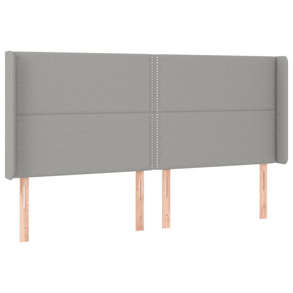 Cabeceira cama c/ luzes LED tecido 203x16x118/128cm cinza-claro M 3