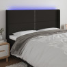 Cabecero con LED de tela negro 203x16x118/128 cm 1