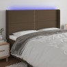 Cabecero con LED de tela marrón oscuro 203x16x118/128 cm 1