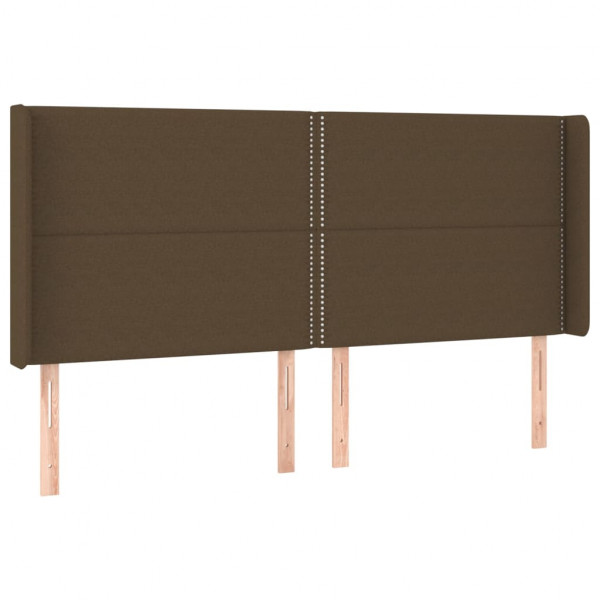Cabecero con LED de tela marrón oscuro 203x16x118/128 cm M 3