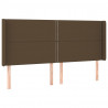 Cabeceira de cama c/ luzes LED tecido 203x16x118/128cm castanho 3