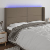Cabecero con LED de tela gris taupe 203x16x118/128 cm 1