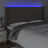 Cabeceira cama c/ LED tecido 203x16x118/128cm cinza-acastanhado 4