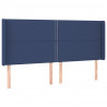 Cabeceira de cama c/ luzes LED tecido 203x16x118/128 cm azul 3