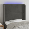 Cabeceira cama c/ luzes LED veludo 93x16x118/128cm cinza-escuro 1