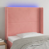 Cabecero con LED de terciopelo rosa 103x16x118/128 cm 1