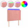 Cabecero con LED de terciopelo rosa 103x16x118/128 cm 2