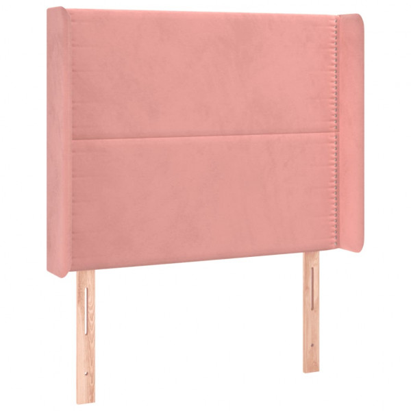 Cabeceira de cama c/ luzes LED veludo 103x16x118/128 cm rosa M 3
