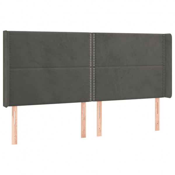 Cabecero con LED de terciopelo gris oscuro 163x16x118/128 cm M 3