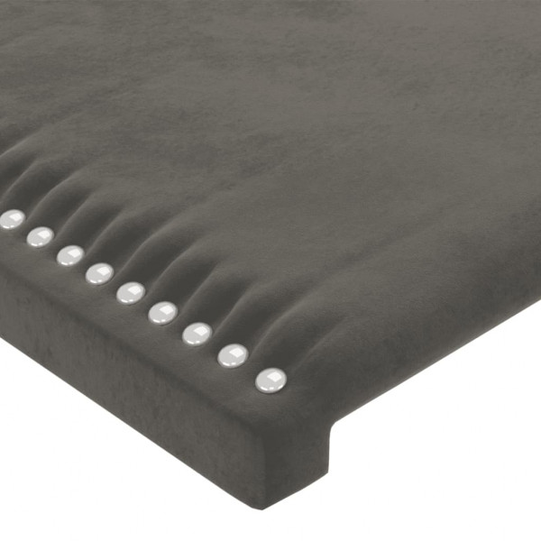 Cabeceira de cama c/ LED veludo 163x16x118/128 cm cinza-escuro M 5