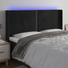 Cabecero con LED de terciopelo negro 163x16x118/128 cm 1