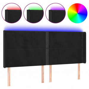 Cabecero con LED de terciopelo negro 163x16x118/128 cm H