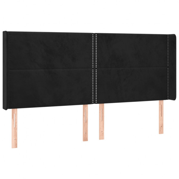 Cabecero con LED de terciopelo negro 163x16x118/128 cm M 3