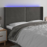Cabeceira de cama c/ LED veludo 183x16x118/128 cm cinza-escuro 1