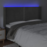 Cabeceira de cama c/ LED veludo 203x16x118/128 cm cinza-escuro 4