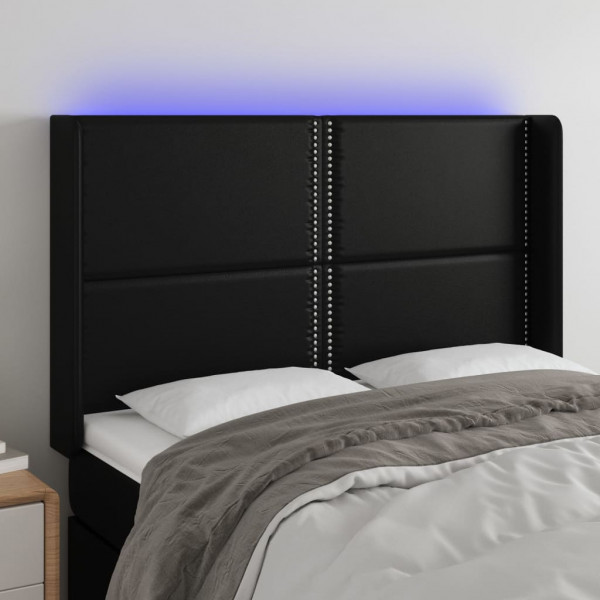 Cabecero con LED cuero sintético negro 147x16x118/128 cm D