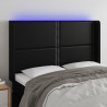 Cabecero con LED cuero sintético negro 147x16x118/128 cm 1