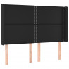 Cabeceira cama c/ LED couro artificial 147x16x118/128 cm preto 3
