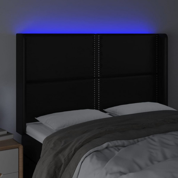 Cabecero con LED cuero sintético negro 147x16x118/128 cm M 4