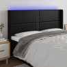 Cabeceira cama c/ LED couro artificial 183x16x118/128 cm preto 1