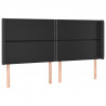 Cabeceira cama c/ LED couro artificial 183x16x118/128 cm preto 3