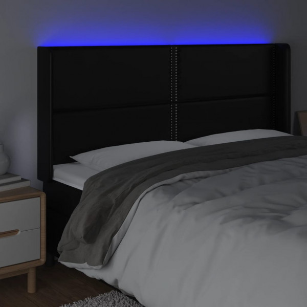 Cabecero con LED cuero sintético negro 183x16x118/128 cm M 4