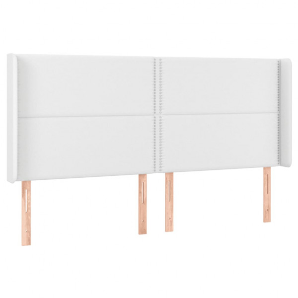 Cabeceira cama c/ LED couro artificial 183x16x118/128 cm branco M 3