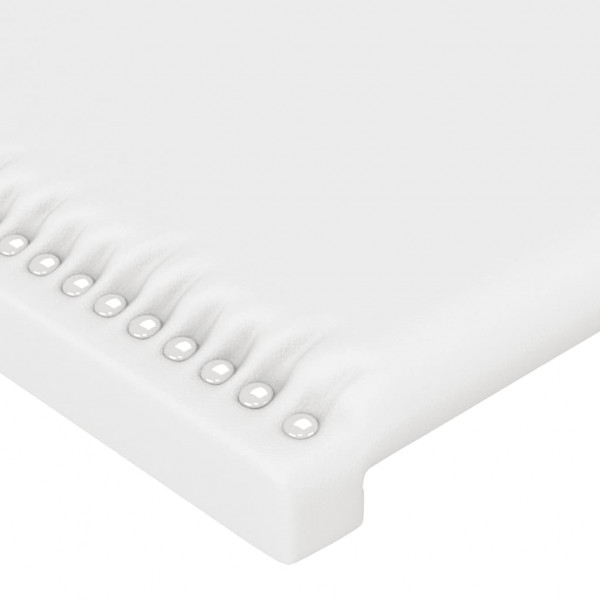 Cabeceira cama c/ LED couro artificial 183x16x118/128 cm branco M 5