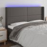 Cabecero con LED cuero sintético gris 183x16x118/128 cm 1
