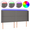 Cabecero con LED cuero sintético gris 183x16x118/128 cm 2