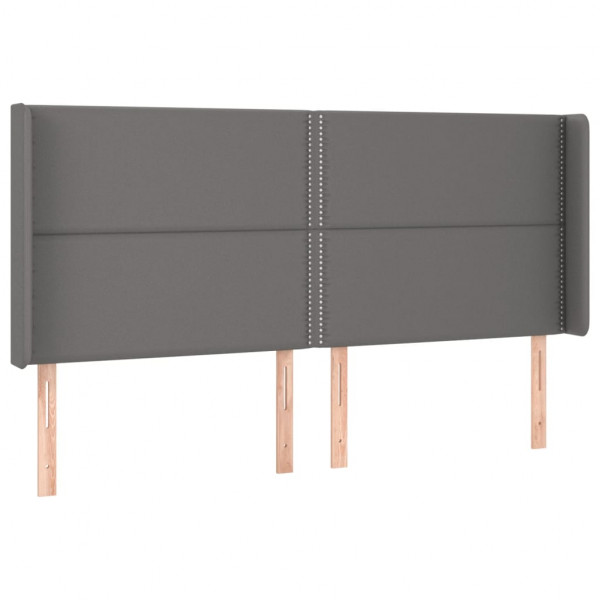 Cabeceira cama c/ LED couro artif. 183x16x118/128 cm cinzento M 3