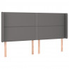 Cabecero con LED cuero sintético gris 183x16x118/128 cm 3