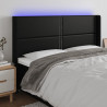 Cabeceira cama c/ LED couro artificial 203x16x118/128 cm preto 3