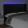 Cabeceira cama c/ LED couro artificial 203x16x118/128 cm preto 4