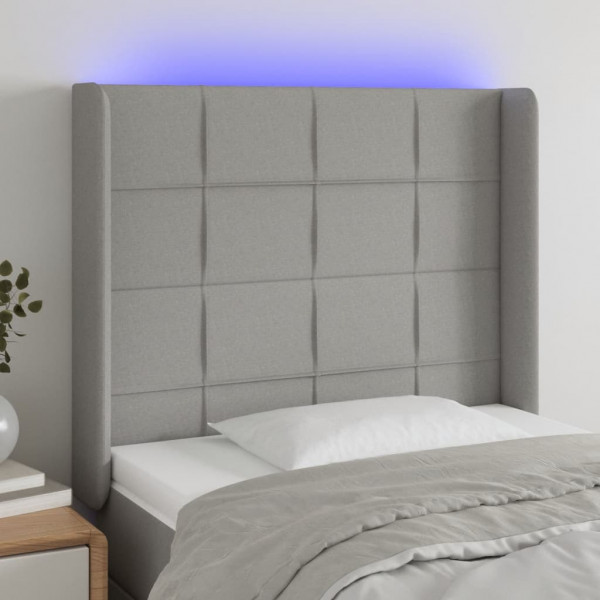 Cabecero con LED de tela gris claro 83x16x118/128 cm D