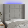 Cabecero con LED de tela gris claro 83x16x118/128 cm 1