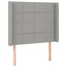 Cabeceira cama c/ luzes LED tecido 83x16x118/128 cm cinza-claro 3