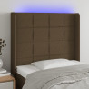 Cabecero con LED de tela marrón oscuro 93x16x118/128 cm 1