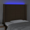 Cabecero con LED de tela marrón oscuro 93x16x118/128 cm 4
