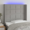 Cabeceira cama c/ luzes LED tecido 103x16x118/128cm cinza-claro 1