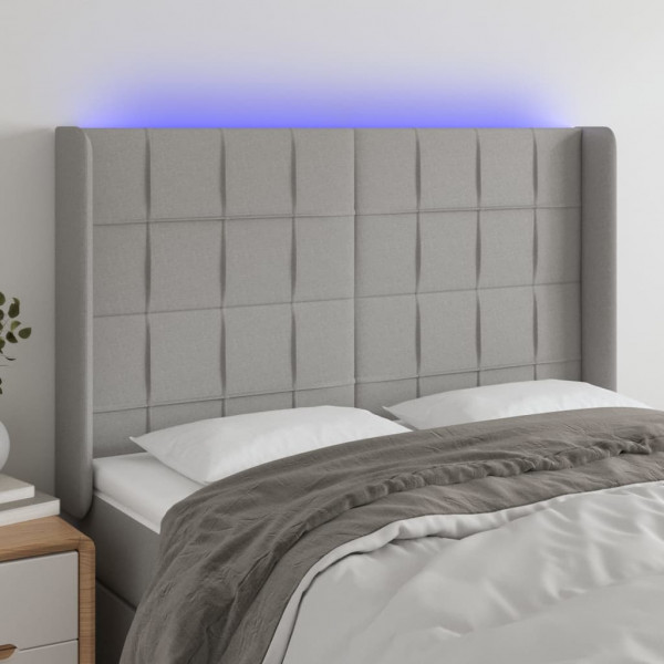 Cabecero con LED de tela gris claro 147x16x118/128 cm D