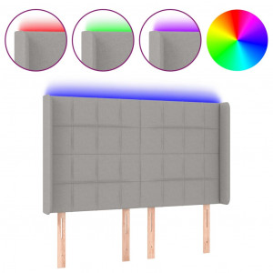 Cabecero con LED de tela gris claro 147x16x118/128 cm H