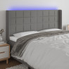 Cabeceira de cama c/ LED tecido 163x16x118/128 cm cinza-escuro 1