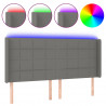 Cabecero con LED de tela gris oscuro 163x16x118/128 cm 2