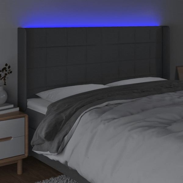 Cabecero con LED de tela gris oscuro 163x16x118/128 cm M 3