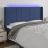 Cabecero con LED de tela azul 163x16x118/128 cm 1