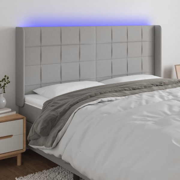 Cabecero con LED de tela gris claro 203x16x118/128 cm D