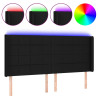Cabeceira de cama c/ luzes LED tecido 203x16x118/128 cm preto 2