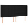 Cabeceira de cama c/ luzes LED tecido 203x16x118/128 cm preto 3